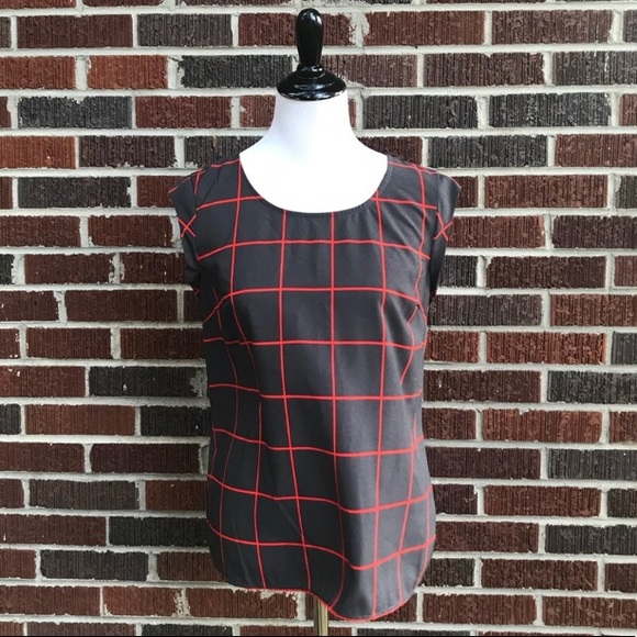 Mossimo Supply Co. Tops - Mossimo Scoopneck Gray & Red checkerboard blouse